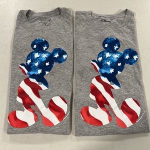 2 Authentic Disney American Flag Mickey Tees
